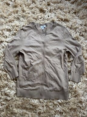 Nordstrom Light Taupe Button-Front Cardigan XS